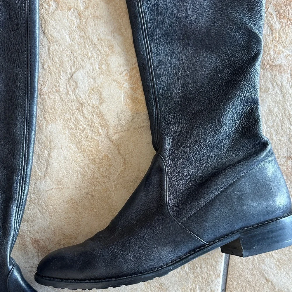 Stuart Weitzman Black Over-the-Knee Leather Boots
